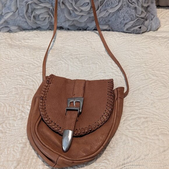Practical and Fun Cross Over LEATHER BAG Shoulder Bag like new!  Brand Unlisted - Picture 1 of 9
